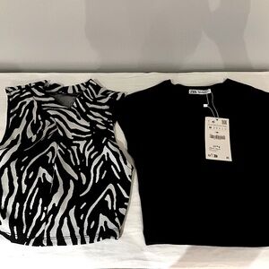 ZARA crop tops (2) black and white